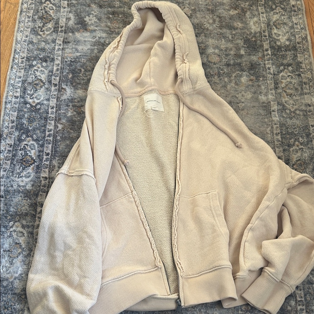American Eagle Outfitters Cream Hooded Sweatshirt